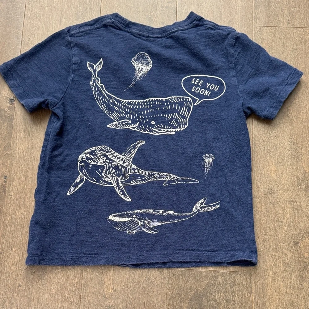 Gap Kids Navy Ocean Life Graphic T-Shirt Whales Dolphins Jellyfish Size 5T